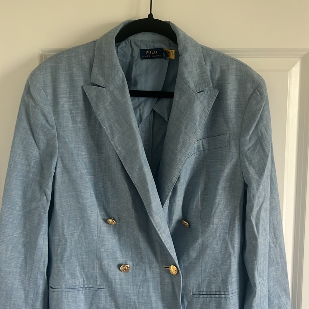 NWOT  Polo Ralph Lauren Chambray Double Breasted Blazer Size 10 - Picture 4 of 10